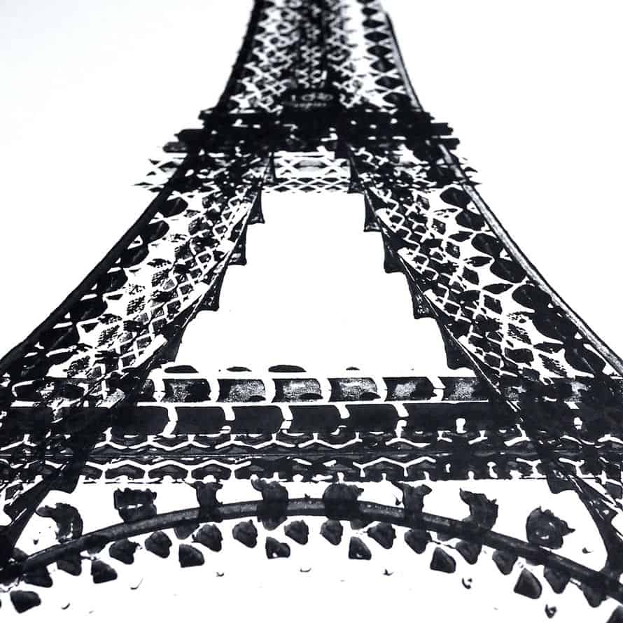 Contemporary Art with Bicycle Tire by Chinese Contemporary Artist Thomas Yang Eiffel