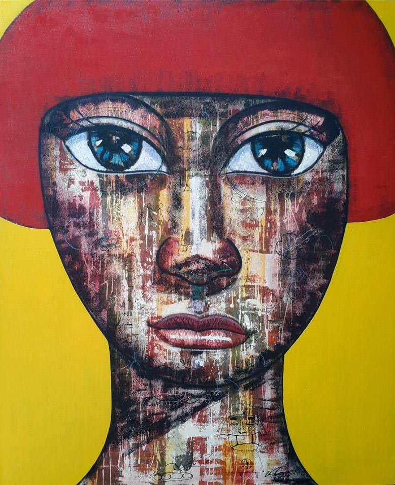 Art For Sale # Age # Thai Art # Yellow Red # 120 X 160 cm