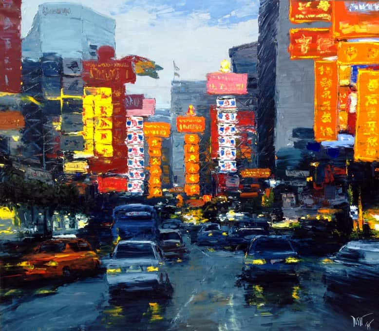 Art For Sale # Dusit Pimchangtong # Chinatown # Oil Painting
