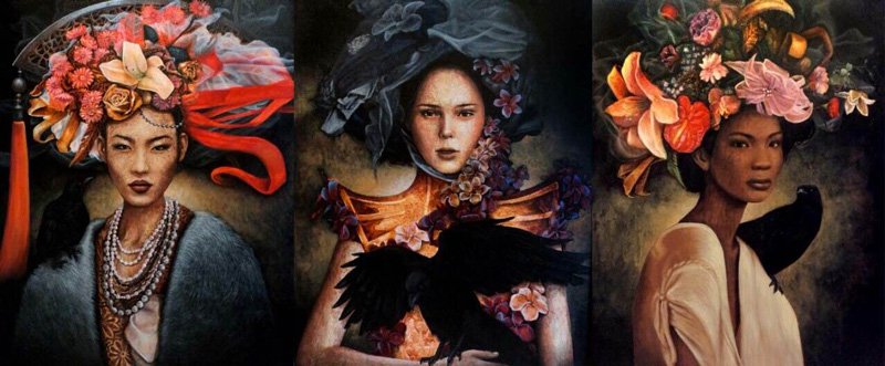Kraiphet Pitakpreechakij - 3 Ladies - 100 x 240 - Triptych