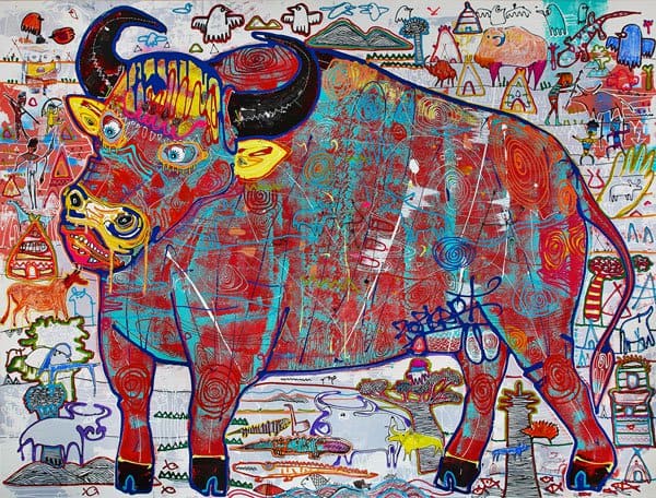 Popkapi - Jakkrit Chewapanya - Crazy Buffalo - 198 X 150 - Thai Art