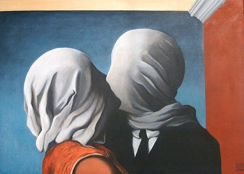 10 Best Kisses in Famous Artworks - Rene Magritte - The Lovers