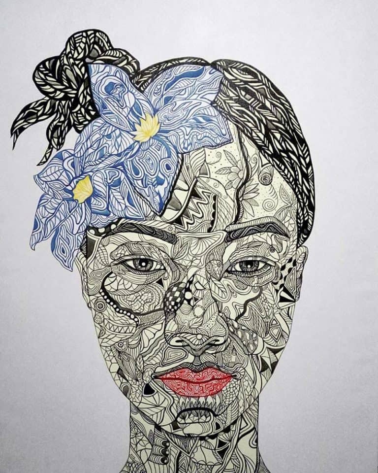 Blue Bird - The Girl With A Flowers On Her Hair 02 - 120 x 150 - 60