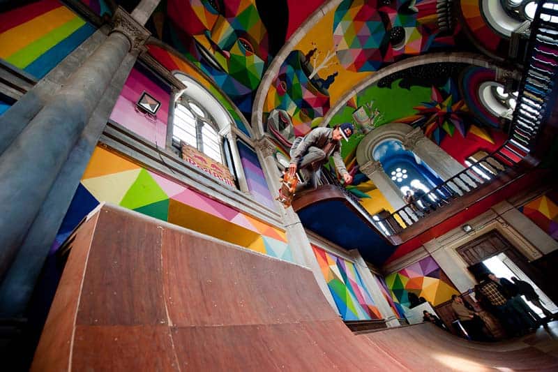 Street Arts - Okuda Paints - Skater Church - Spain 17