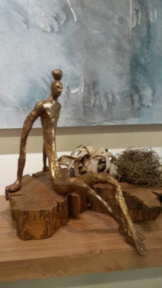 Sculptures for sale - Yao - Gold Slim Man - Y 006 - 22 x 38 x 35 - 7-5