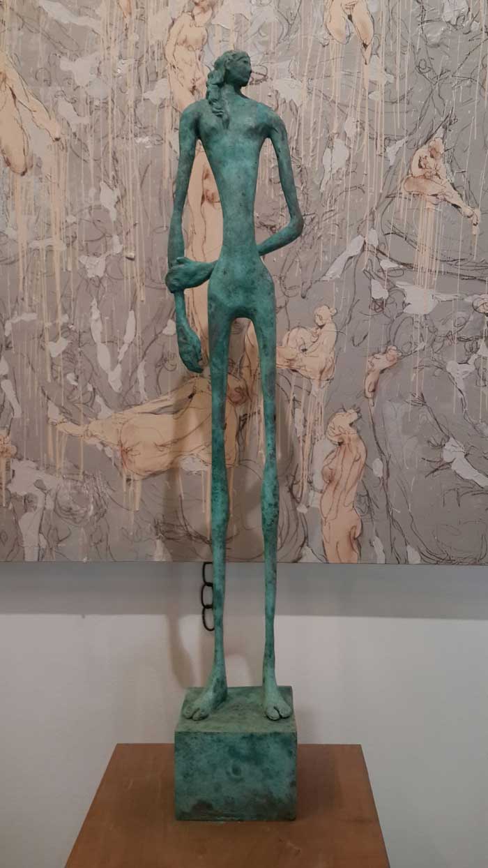 Sculptures for sale - Yao - Green Slim man - Y 007 - 15 x 12 x 79 - 15