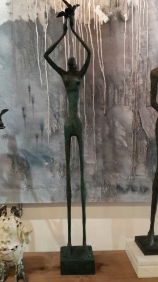 Sculptures for sale - Yao - Slim man Lifting - Y 005 - 15 x 12 x 89