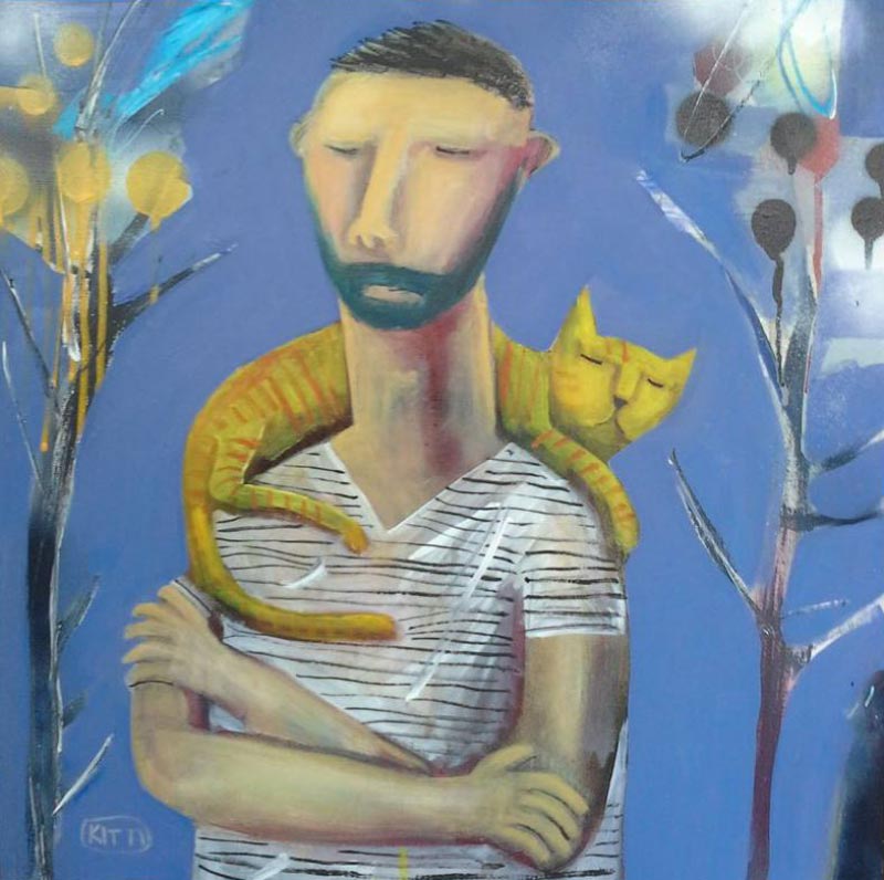 Kitti - A Man And A Yellow Cat - 50 x 50 - 2-5