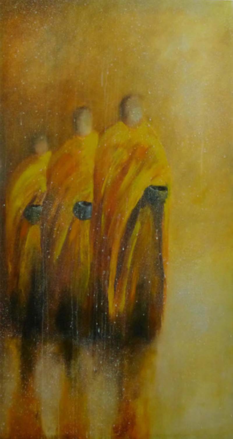 Ta - Monks (in the rain) - 70 x 150 - 26