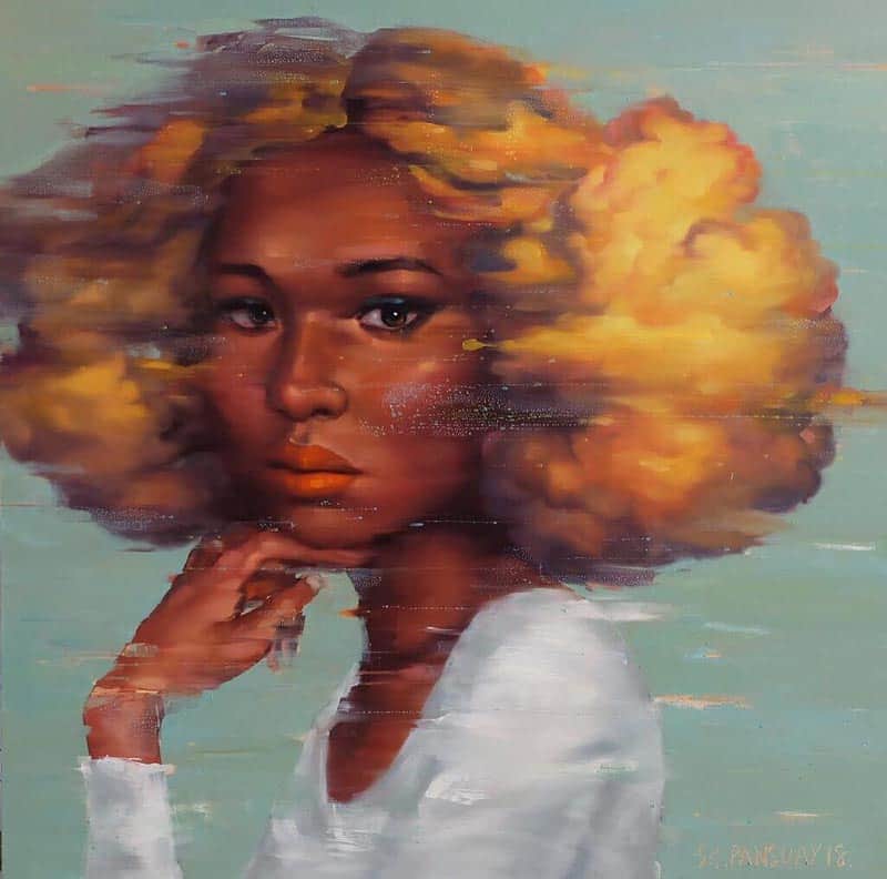 Arthit - Woman with Golden Hair Cloud - 120 x 120 - 30