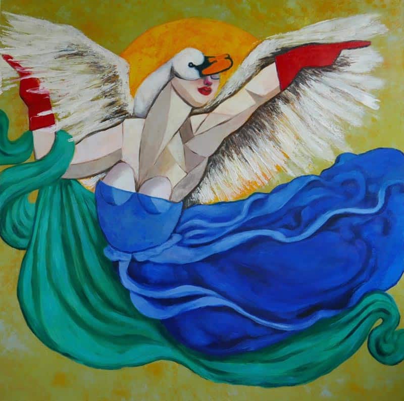 Ta - Goddess Dancing With Swan In Moonlight - 120 X 120 - 36