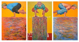 Warawut - Balancing on the mountain of scrap paint - triptych - 330 x 175 - 240