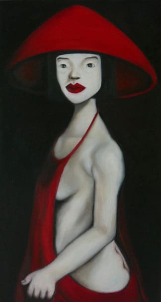 Ta - Lady in red hat and dress - 55 x 107 - 27