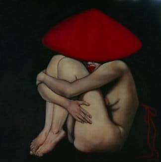 Ta - Nude Model with Red Ribbon - 120 x 120 - 36