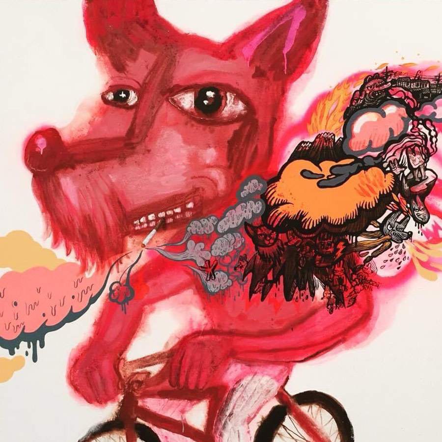 Thai art for sale - Gee - Pink Boy Rider - 110x110 - 30