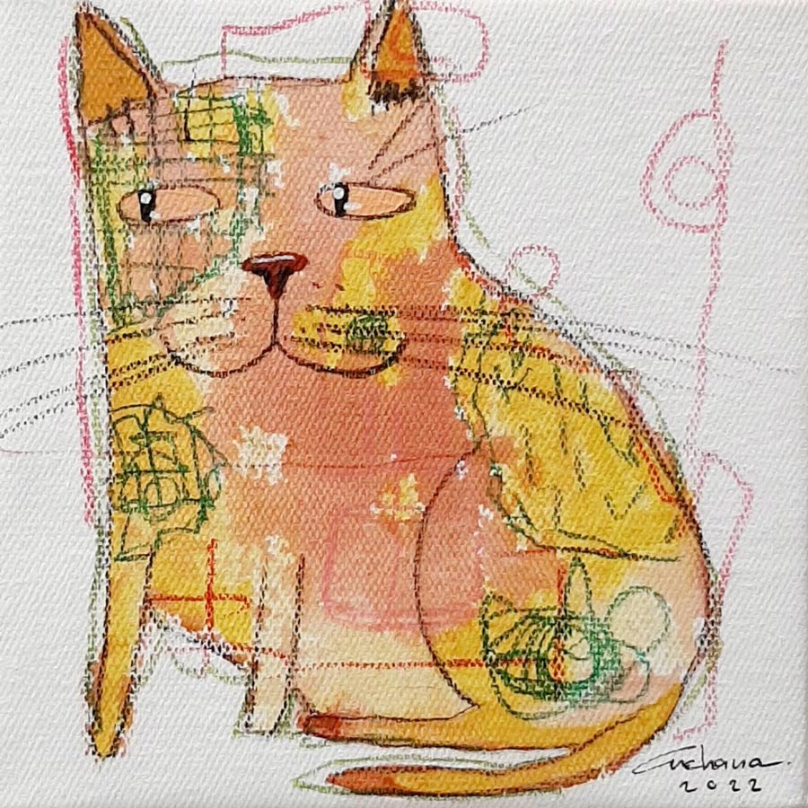 Thai art for sale - Ja - Cat 57 - 15x15 - 7