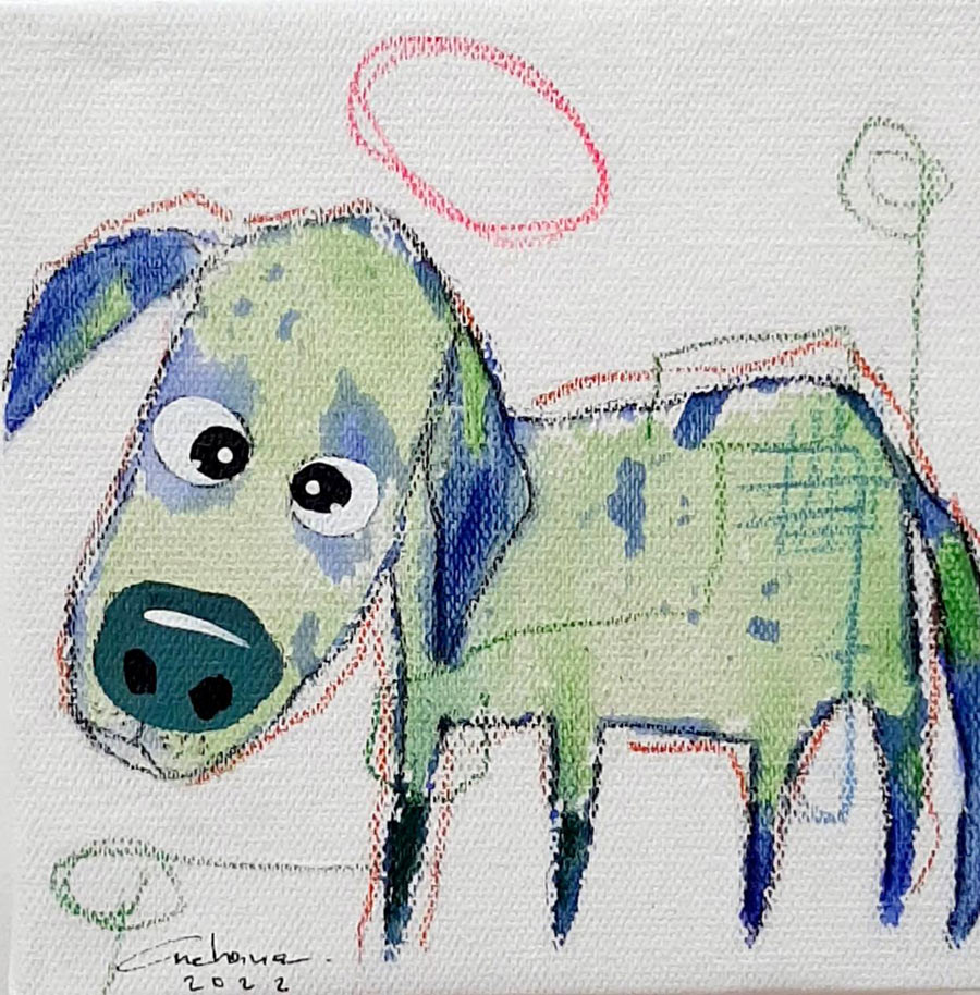 Curious Dog painting. Thai - Asian contemporary art online