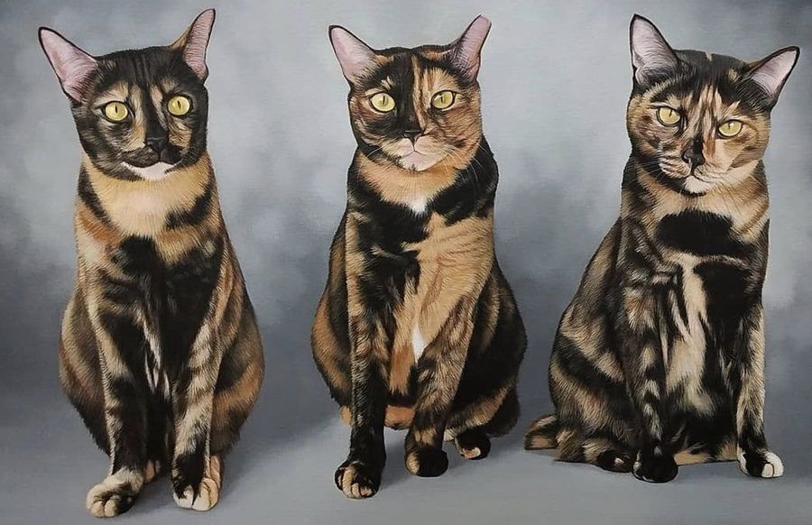 Thai art for sale - Monchai - Thai Manx Cats - 170x110 - 40