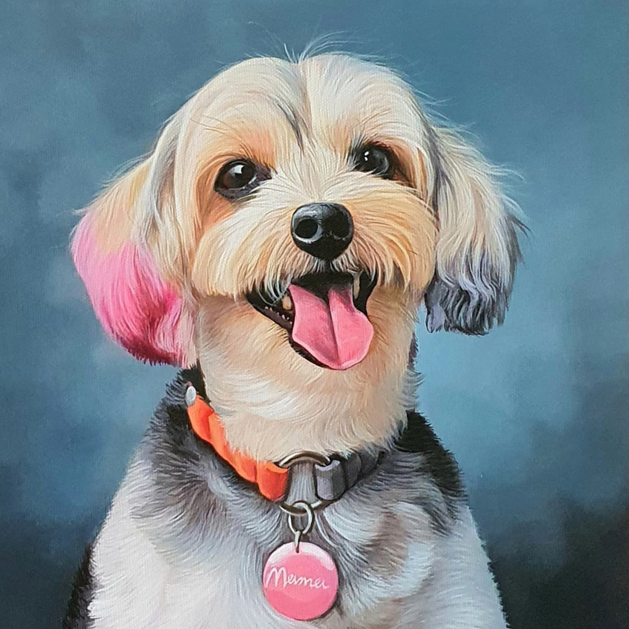 Thai art for sale - Monchai - Yorkshire Terrier Dog - 80x80 - 12