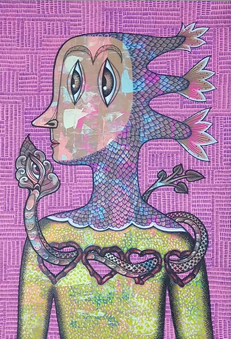 Thai art for sale - Nak - Fish Man - 54.5x79 - 12.jpg