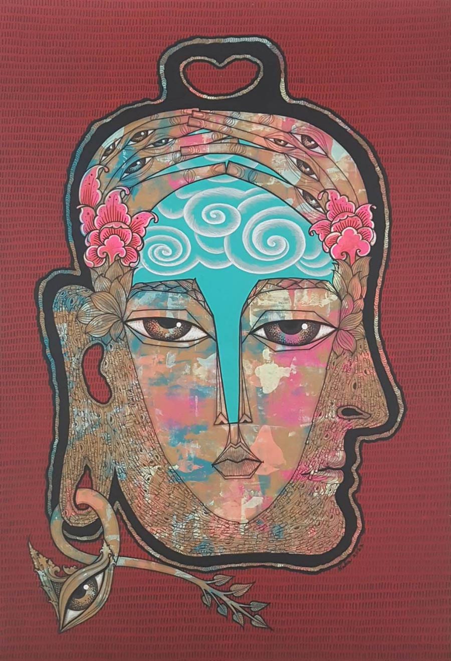 Thai art for sale - Nak - Inside Buddha’s Head 01 - 54.5x79 - 12