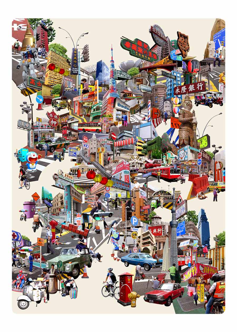Thai art for sale - Pariwat - The Big City 02 - 135x180 - 38