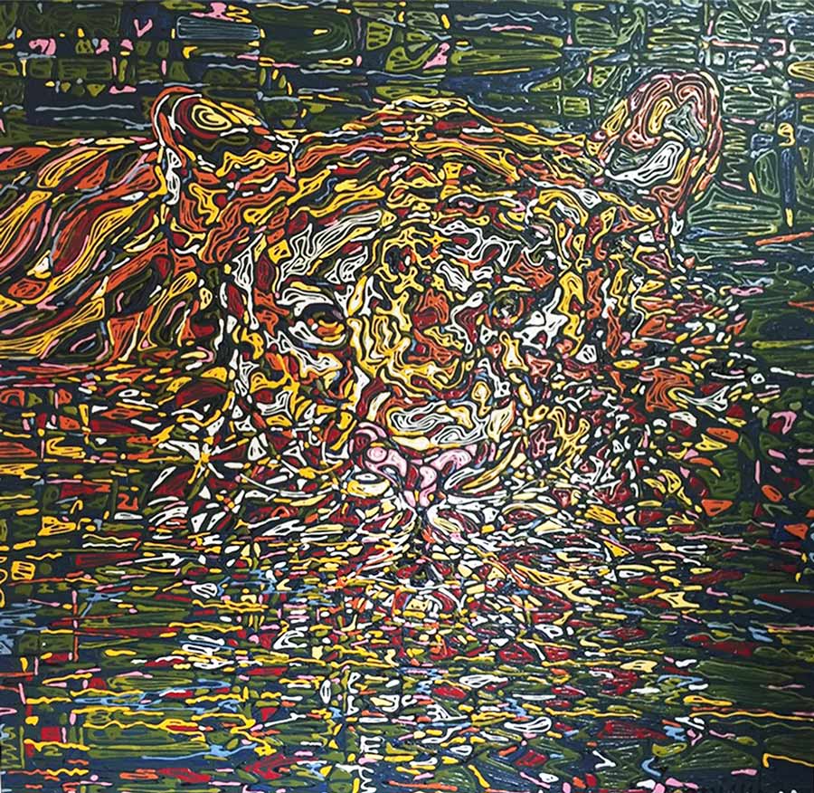 Thai art for sale - Somyut - Tiger Abstract - 150x150- 19