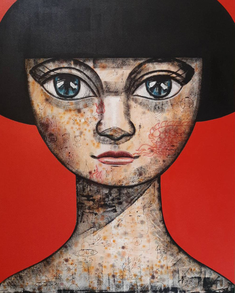 Thai art for sale - Age - Angelica in Red - 120x150 - 28