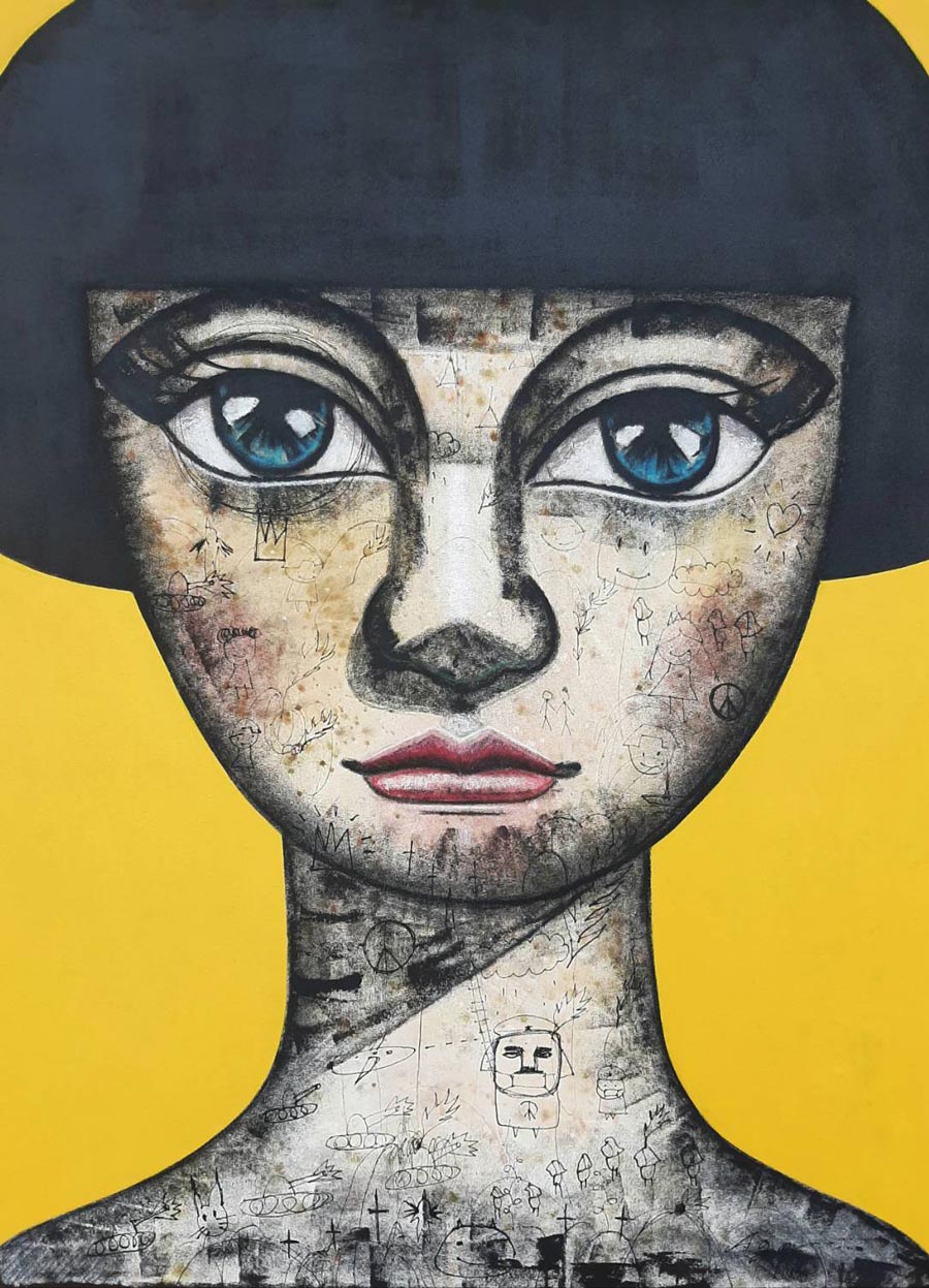 Thai art for sale - Age - Angelica in Yellow - 120x160 - 30