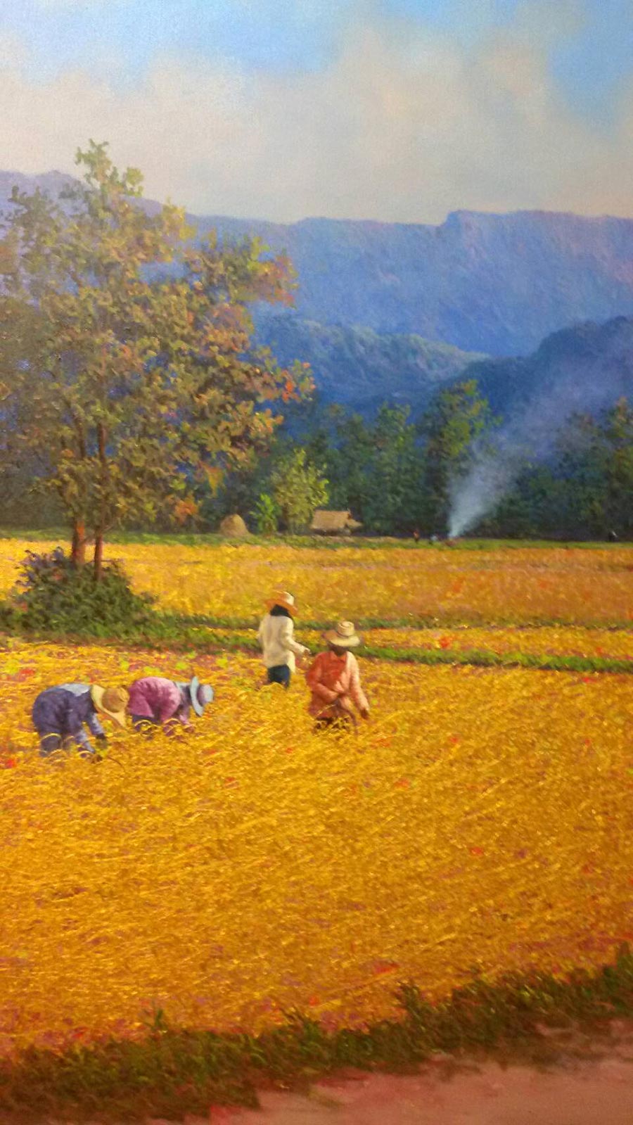 Thai art for sale - Anurak - Rice Field and Farmers 08 - 50x120 - 6