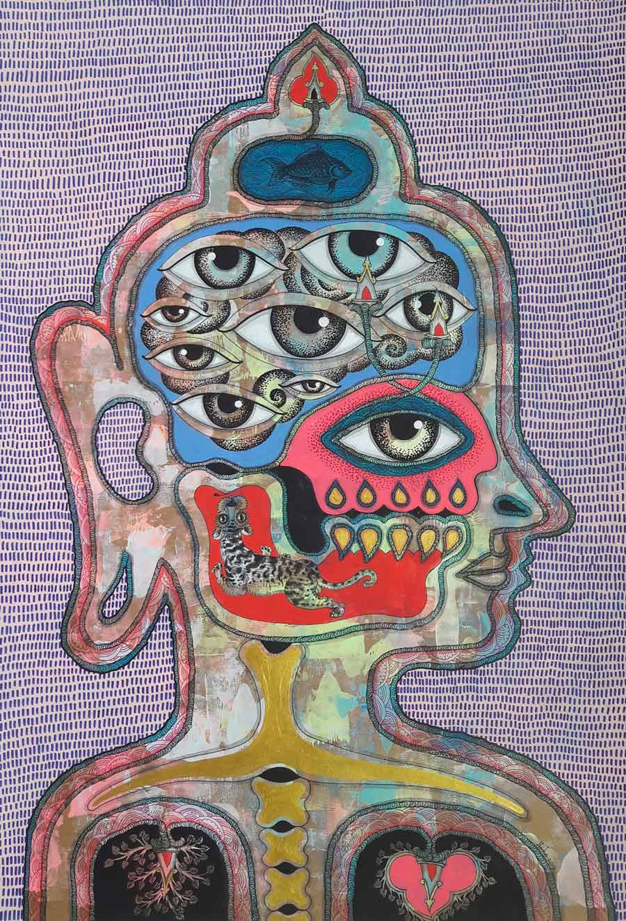 Thai art for sale - Nak - Inside Buddha’s Head 04 - 54.5x79 - 11