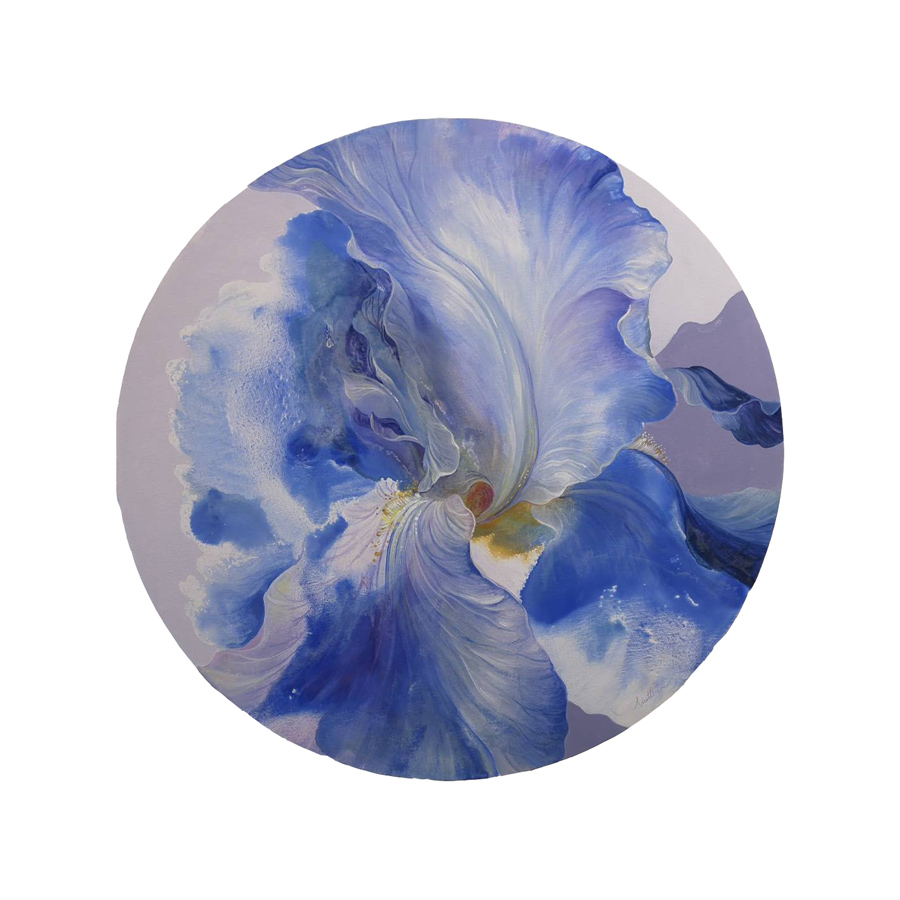 Thai art for sale - Tor - Blue Iris Flower - 75x5 - 15