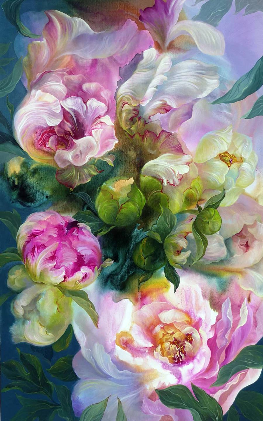 Thai art for sale - Tor - Pink Peony Flowers - 100x160 - 30