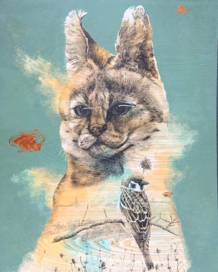 Thai art for sale - Mee - Wild Cat - 80x60 - 21