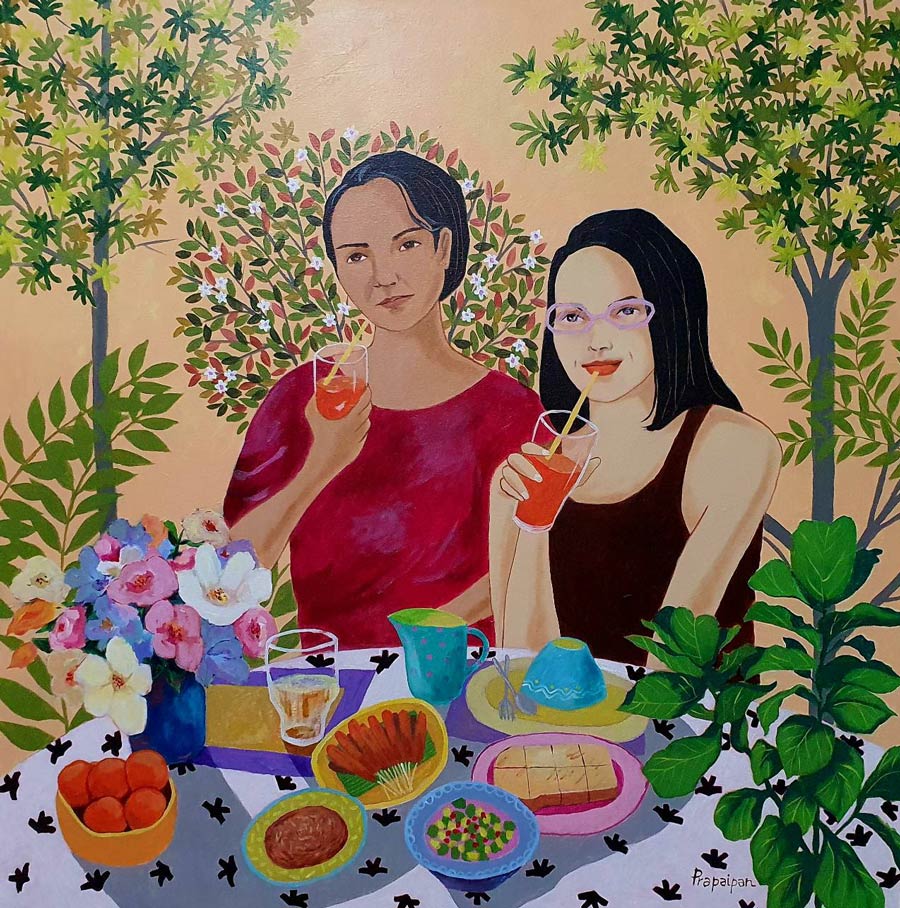 Thai art for sale - Nue - Happy Together - 100x100 - 11