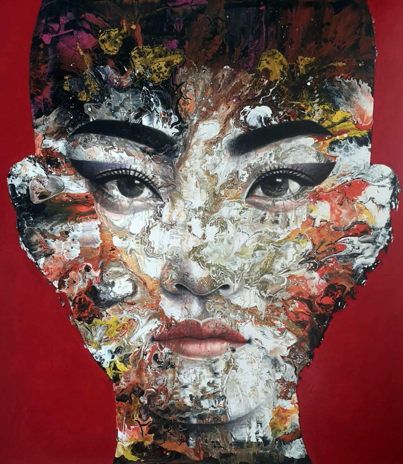 Thai art for sale - Kaipetch - Red Abstract Woman Face 08 - 140x160CM - 38.jpg