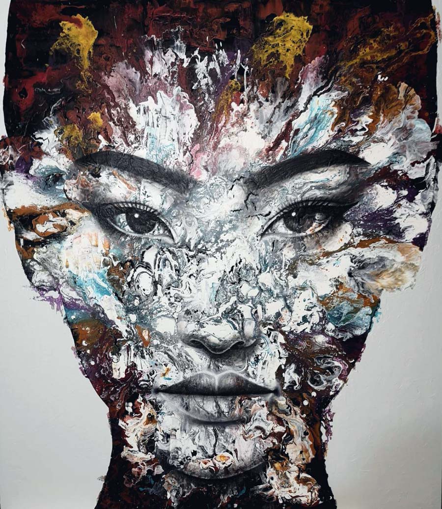 Thai art for sale - Kaipetch - White Abstract Woman Face 07 - 140x160CM - 38
