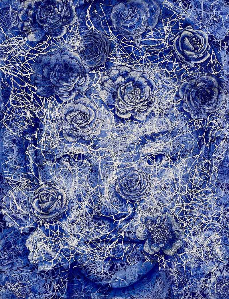 Thai art for sale - Vichit - Blue Girl - 145x195CM