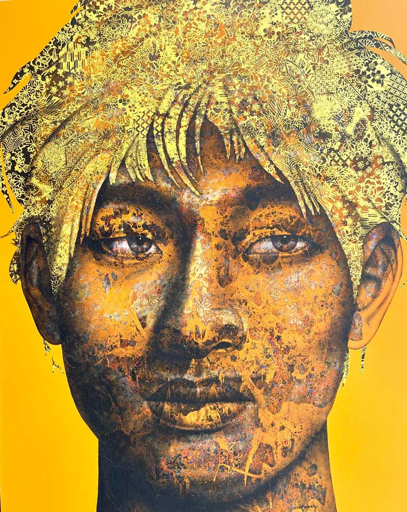 Thai art for sale - Vichit - Golden Hair Man - 130x160CM