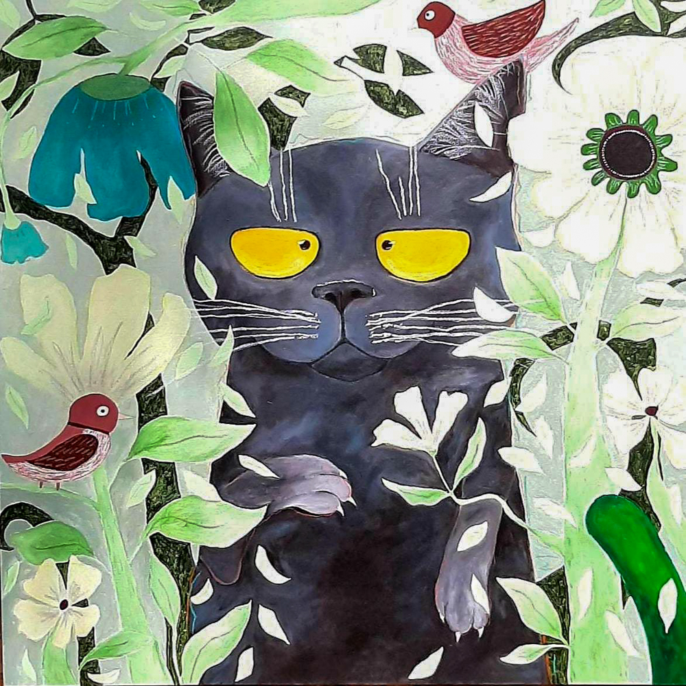 Thai art for sale - Ja - If Cats Could Talk, They Wouldn’t - 100x100CM - 15
