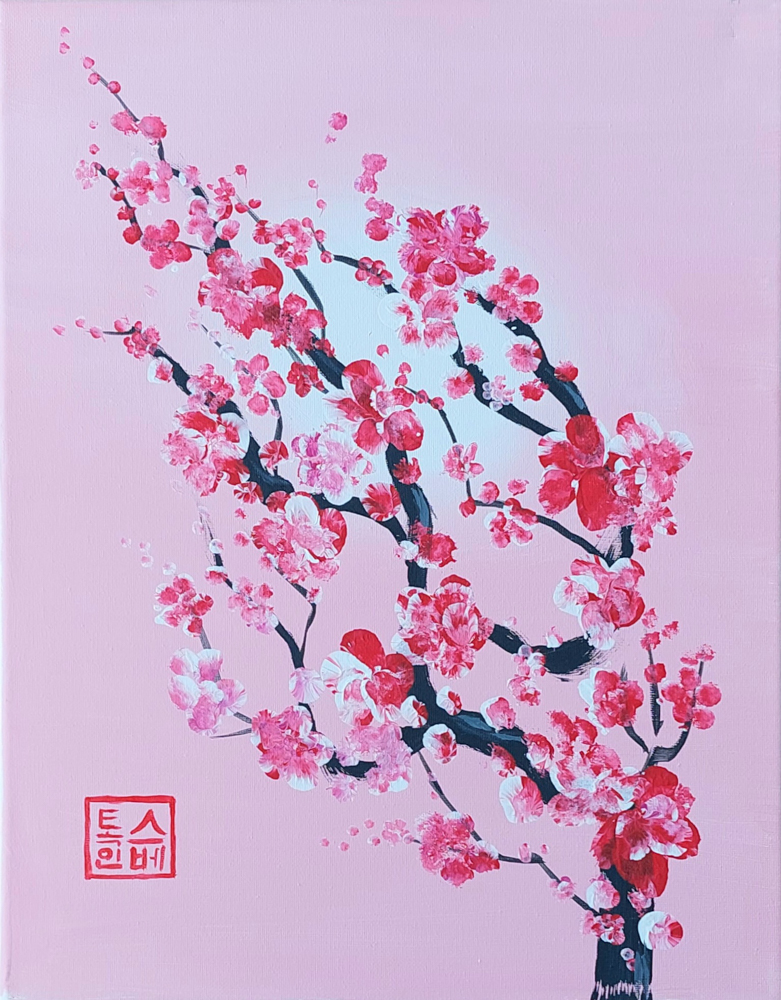 Thai art for sale - Svetlana - Korean Plum Blossom Tree- 30x40CM - 4