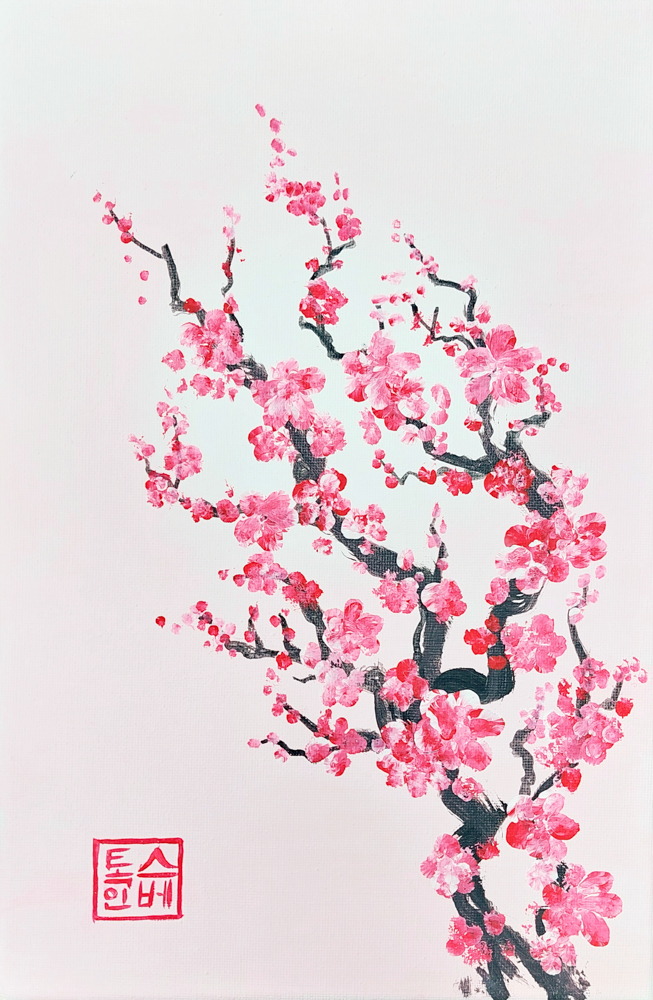 Thai art for sale - Svetlana - Red Plum Blossom - 20x30CM - 2